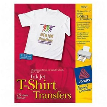 Avery Dennison Avery Dennison T-Shirt Transfers Letter 8.5 Inch x 11 Inch Matte 18 Transfers Iron-on Transfer 8938 8938
